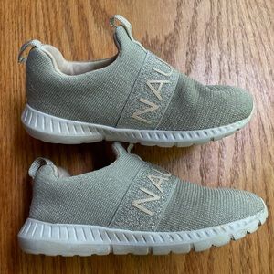 Girls Nautica Silver Shimmery Slip On Sneakers - Size 11 (toddler/little kid)